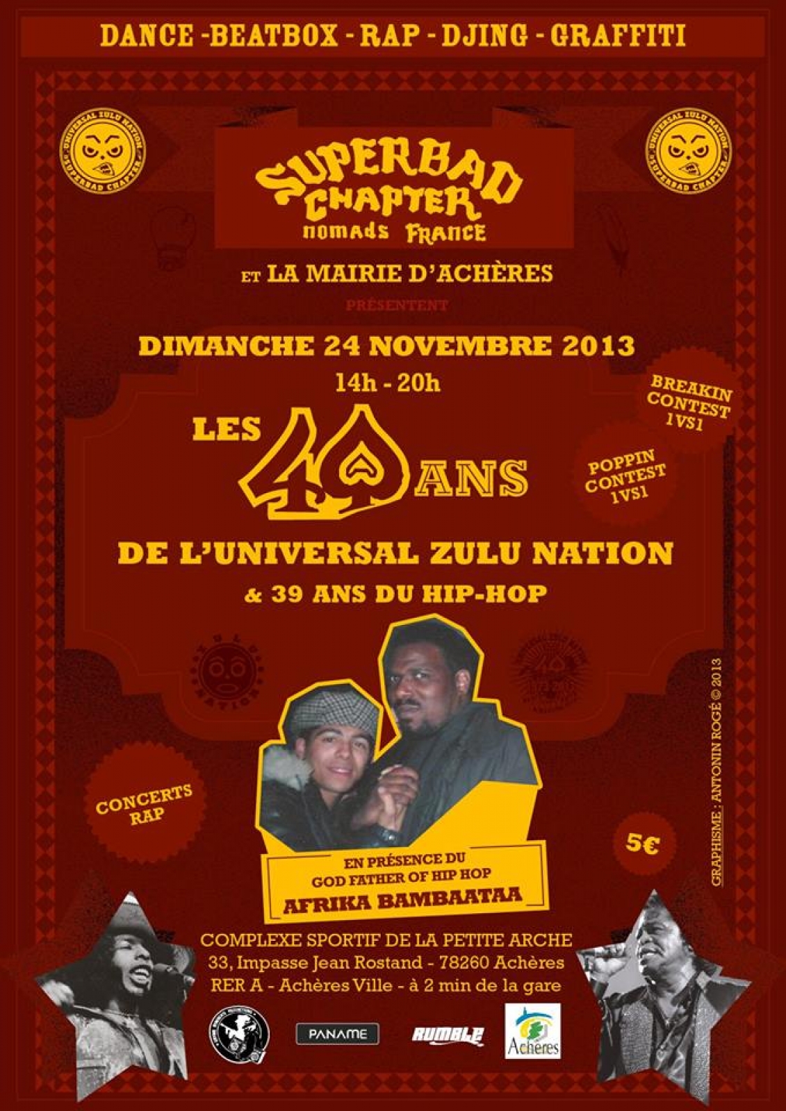UNIVERSAL ZULU NATION 40th Anniversary Paris (Afrika Bambaataa) poster