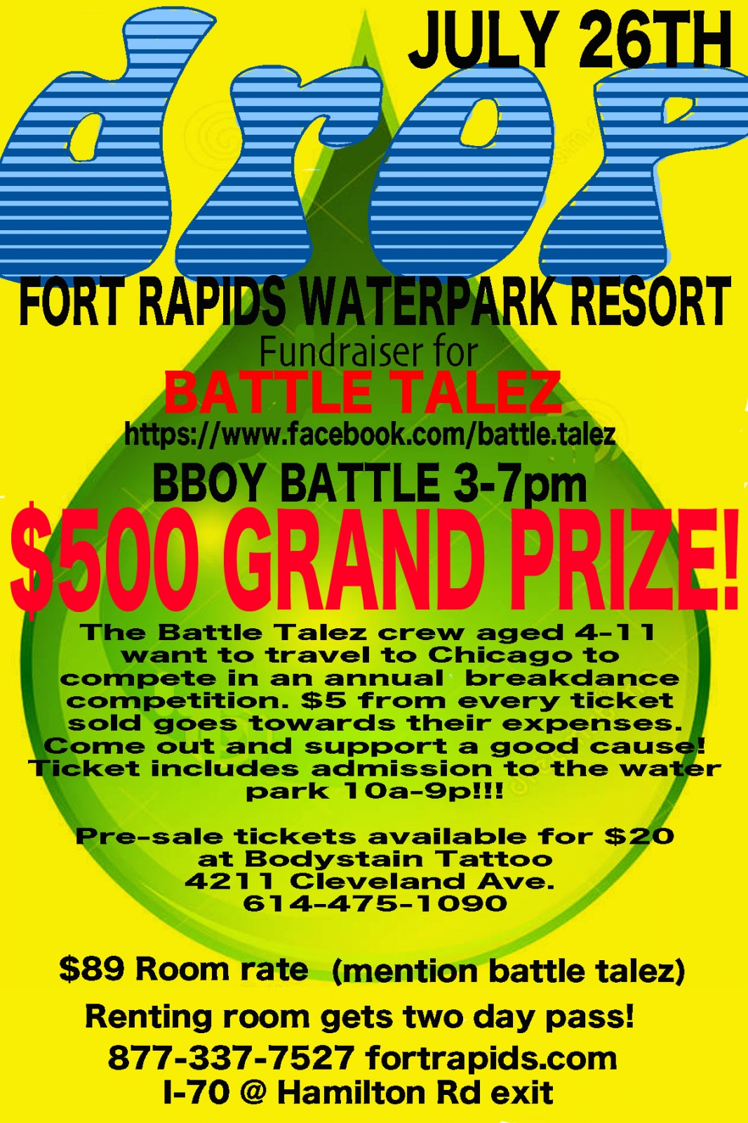 Drop! Fort Rapids waterpark battle poster