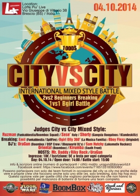 City vs City: Mixed Style & 2 vs 2 Beginners & 1vs1 Bgirls Open