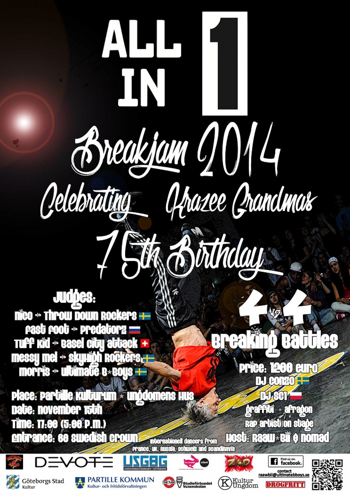 All In One Breaking Jam 2014 Celebrating Krazee Grandmas 75th Birthday poster