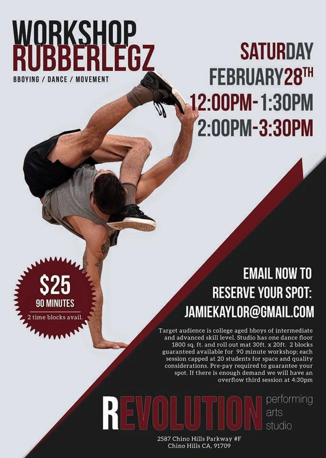 Rubberlegz Workshop at Revolution Performing Arts Studio poster