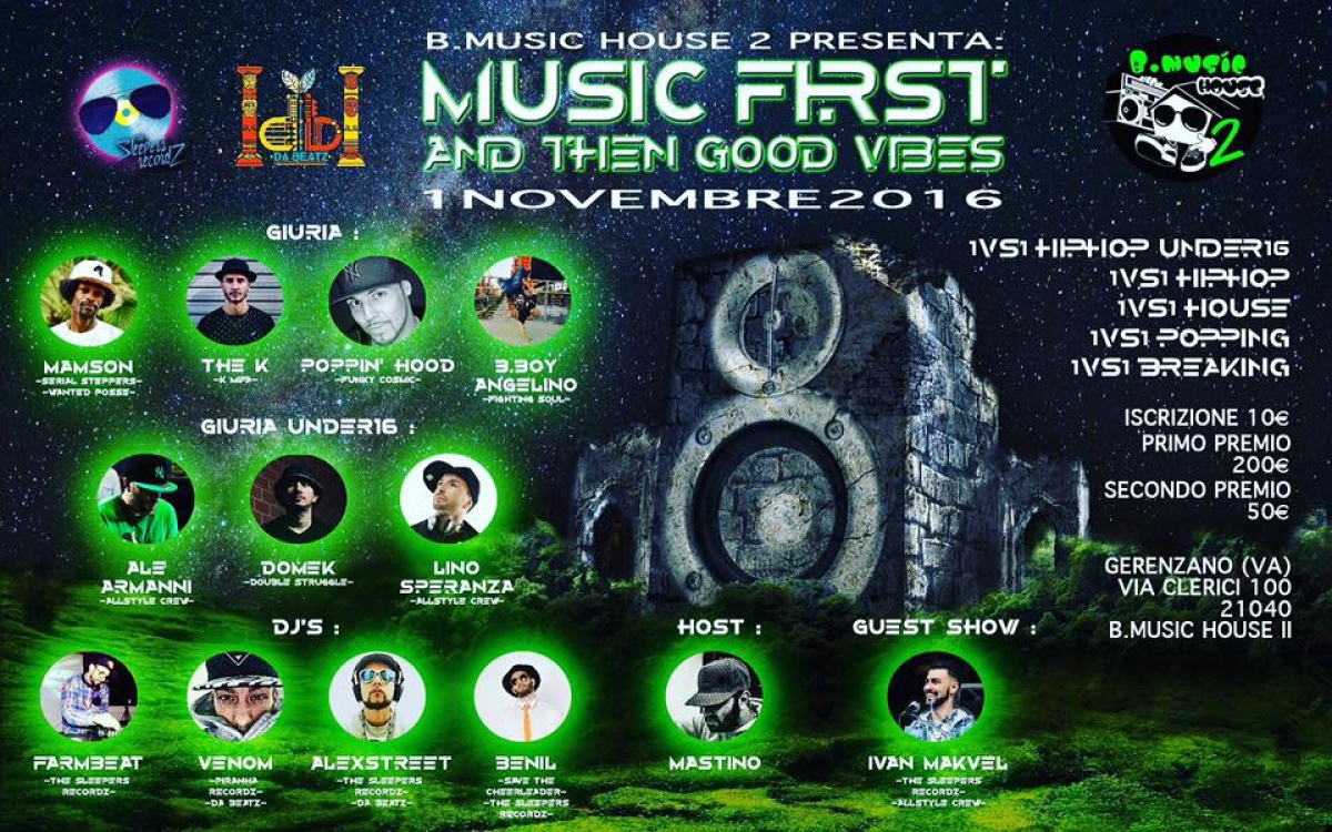 MUSIC FIRST and then good vibes poster