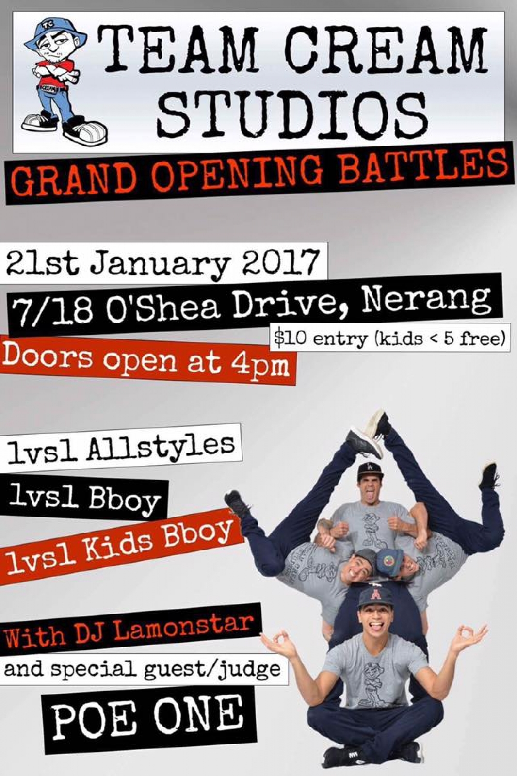 Team Cream Studios Grand Opening Battles poster