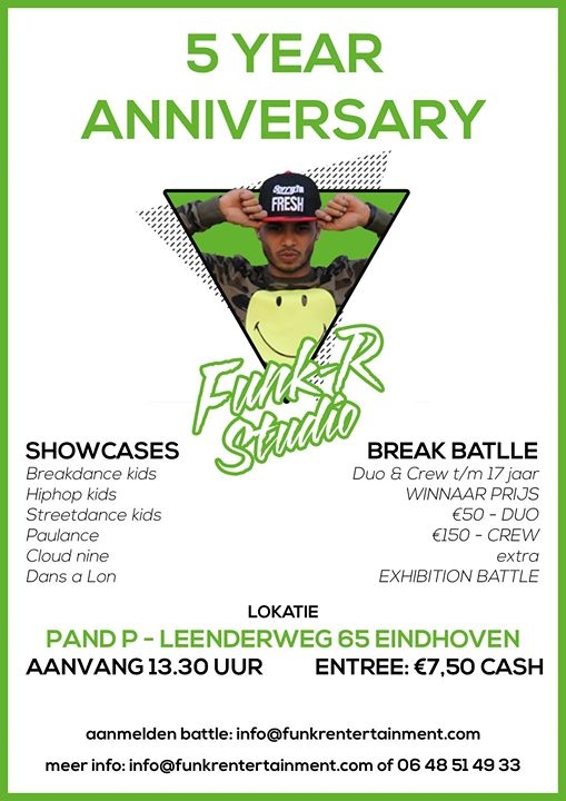 5 year anniversary dansschool Funk-R Entertainment 2017 poster