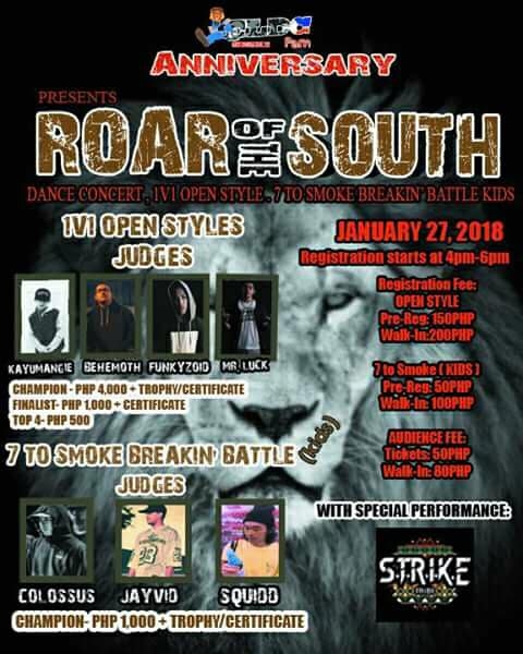 ELDC FAM Anniversary Roar of the South 2018 poster