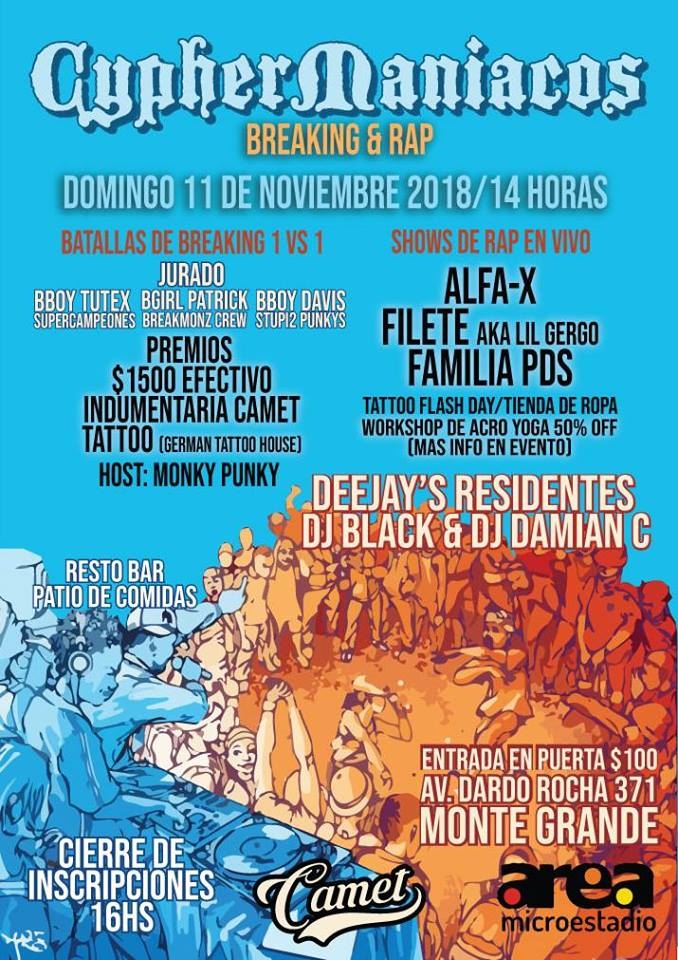 Cyphermaniacos breaking and rap Segunda Edicion 2019 poster