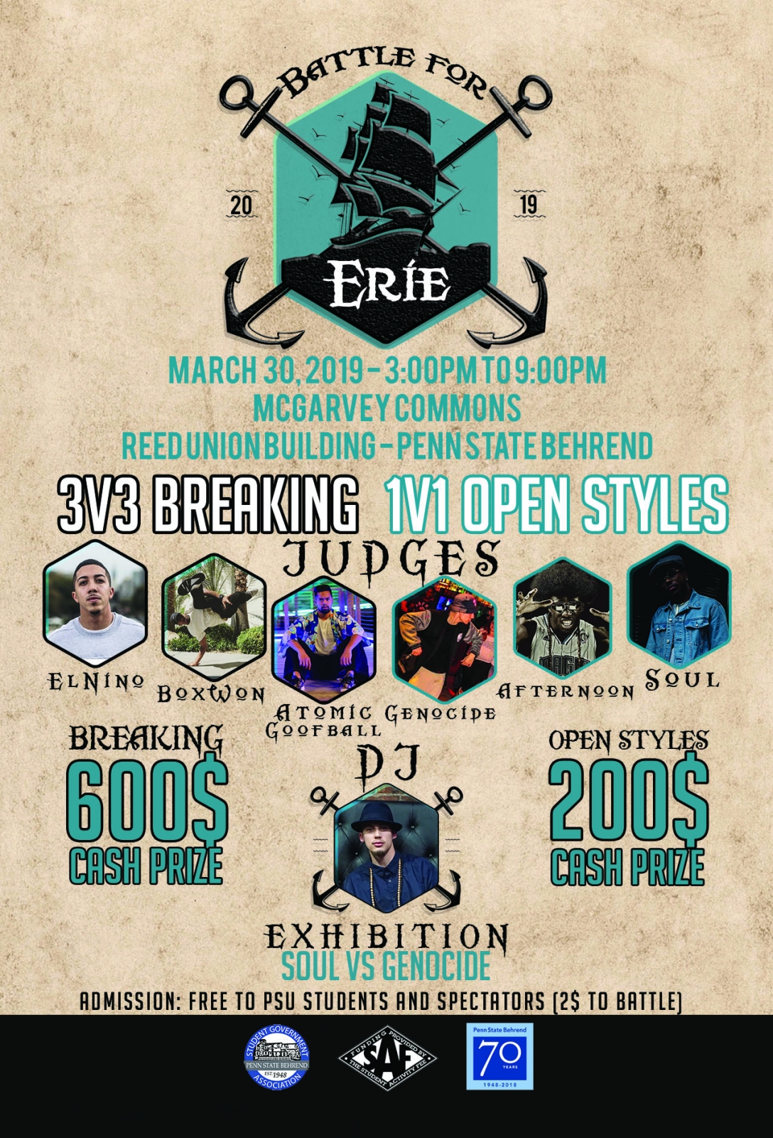 Battle For Erie (3 v 3 Breaking and 1 v 1 open styles) poster