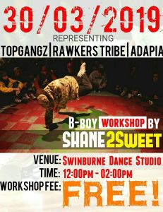 Bboy Workshop w/ Shane 2Sweet 2019