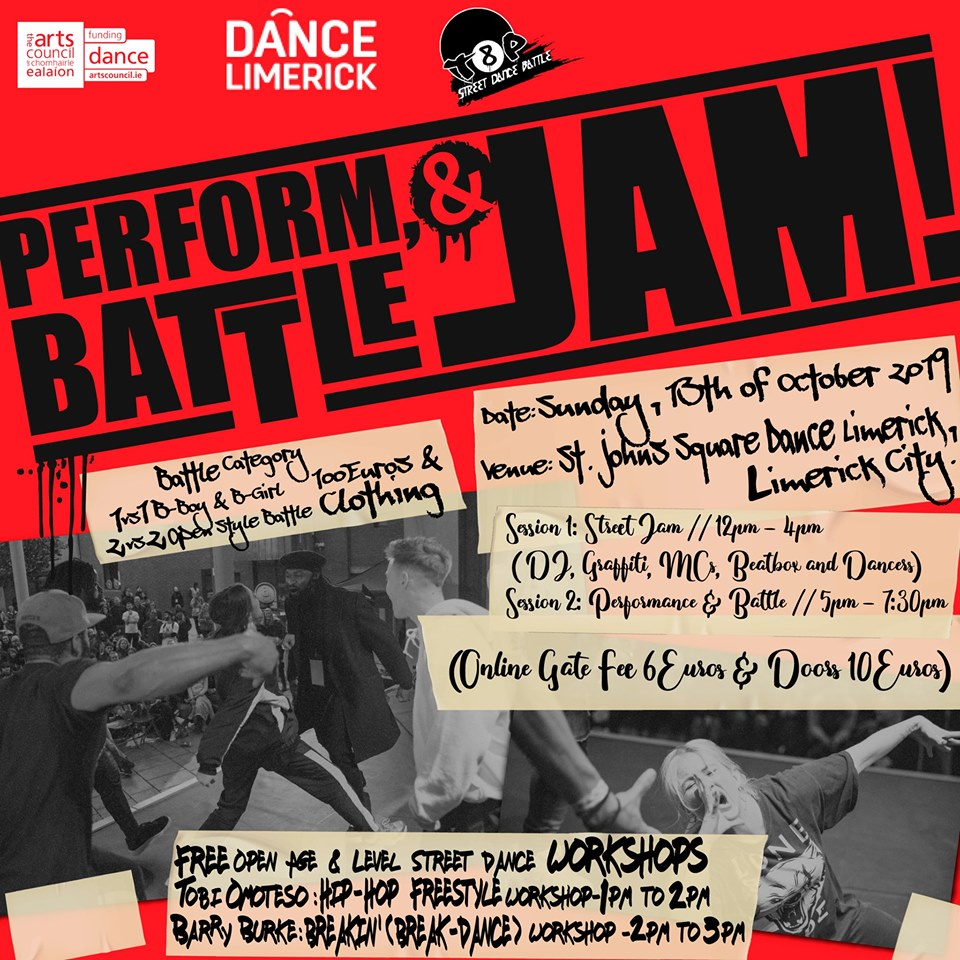 Top 8 Presents - Perform X Battle X Jam // Limerick City 2019 poster