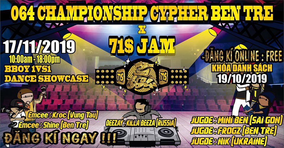 71$ JAM x 064championship Cypher BEN TRE 2019 poster